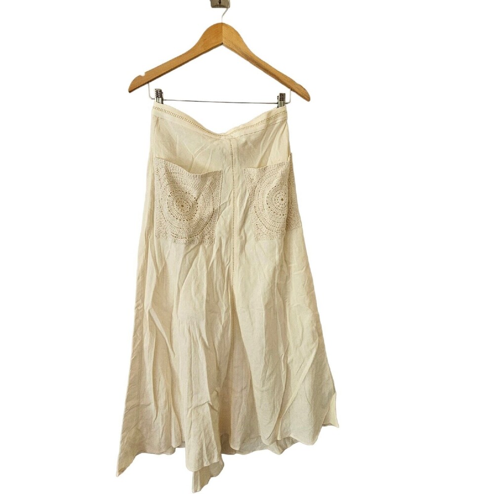 Zara Off White Peasant‎ Skirt Boho Embroidered Small